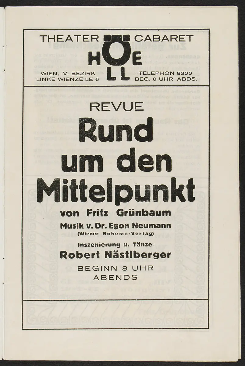 Rund um den Mittelpunkt, Theater und Kabarett Hölle