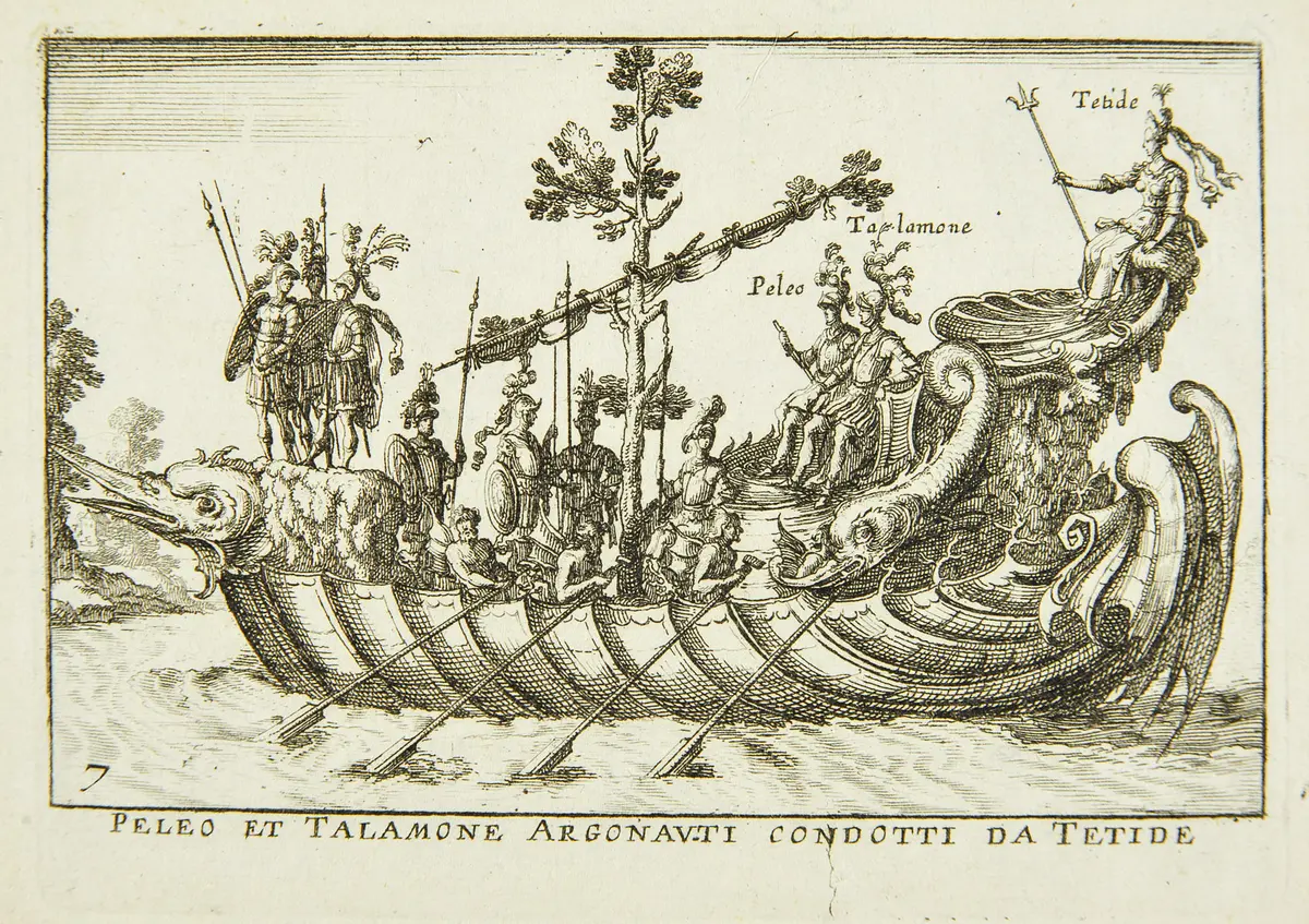 Le Magnifique carousel fait sur le fleuve de l'Arne a Florence pour le marriage de Grande Duc, Inventartitel: Carousel auf dem Arnofluß, Verweis auf Stücktitel: L'Argonautica