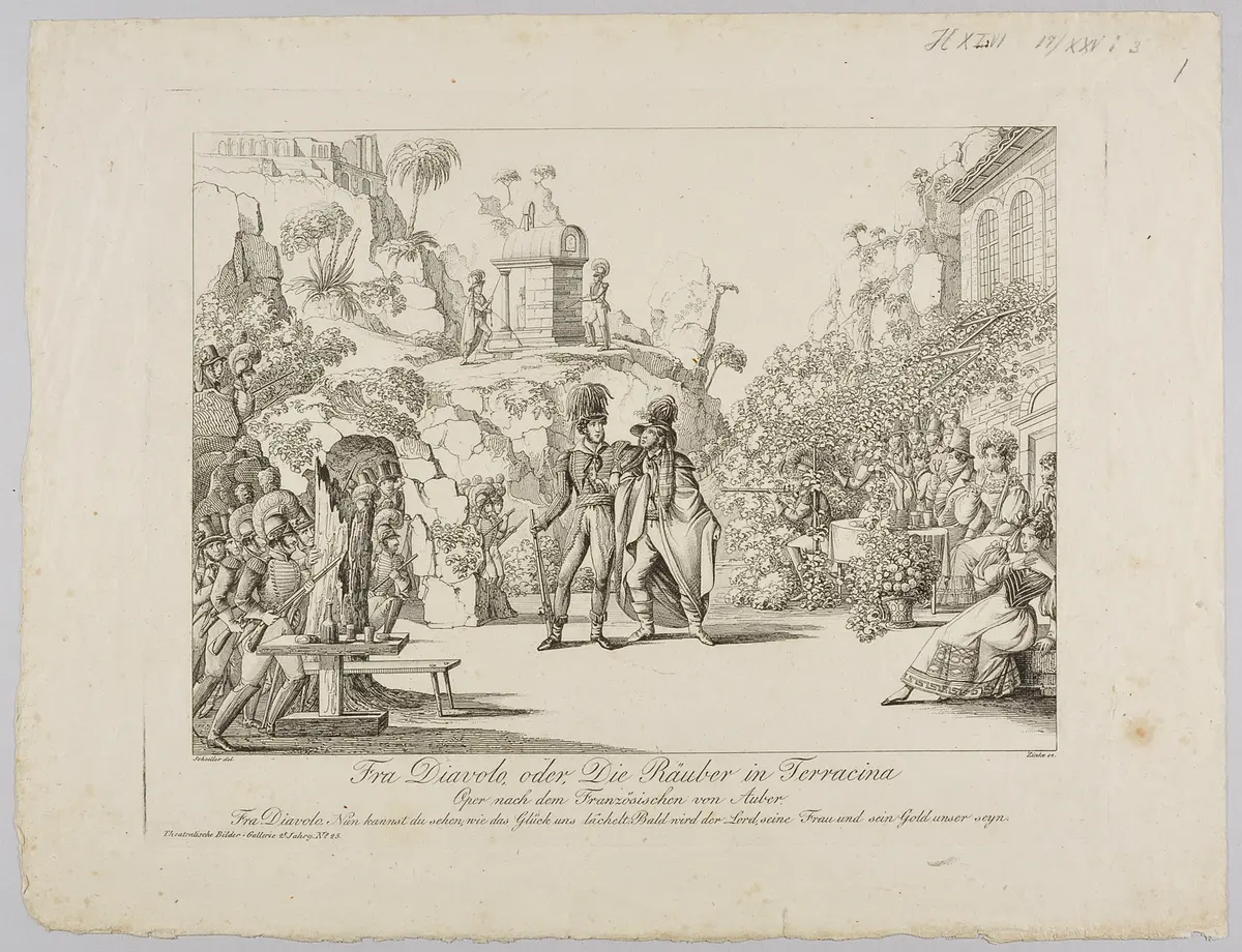 Fra Diavolo, Titel in Vorlageform: Fra: Diavolo, Titel der Serie: Theatralische Bilder-Gallerie, Name der Zeitschrift: Wiener Theaterzeitung