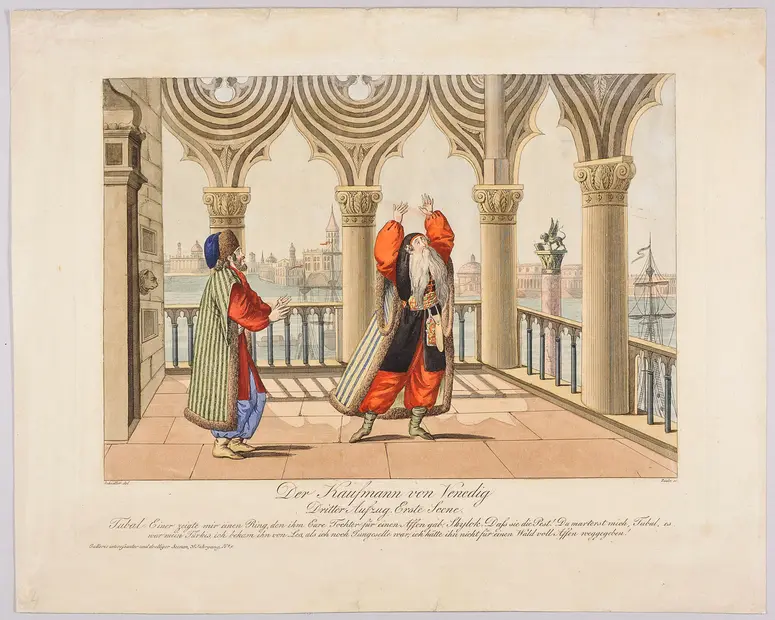 Der Kaufmann von Venedig, Titel der Serie: Gallerie interessanter und drolliger Scenen, Name der Zeitschrift: Wiener Theaterzeitung