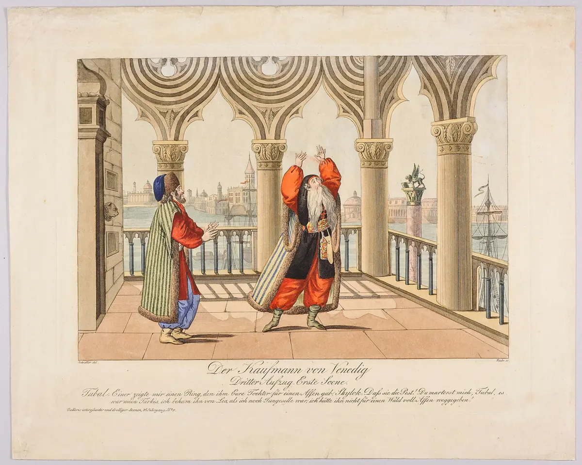 Der Kaufmann von Venedig, Titel der Serie: Gallerie interessanter und drolliger Scenen, Name der Zeitschrift: Wiener Theaterzeitung