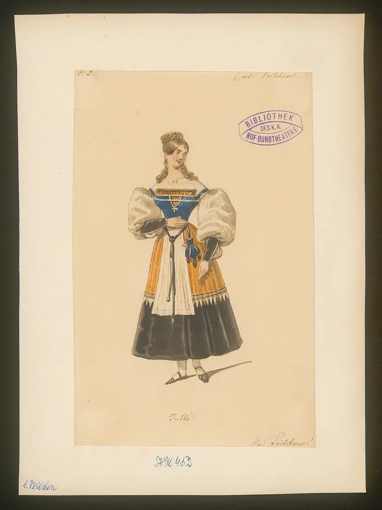 Das erste Veilchen, Titel der Serie: Figurinen des k.k. Hof-Burgtheaters