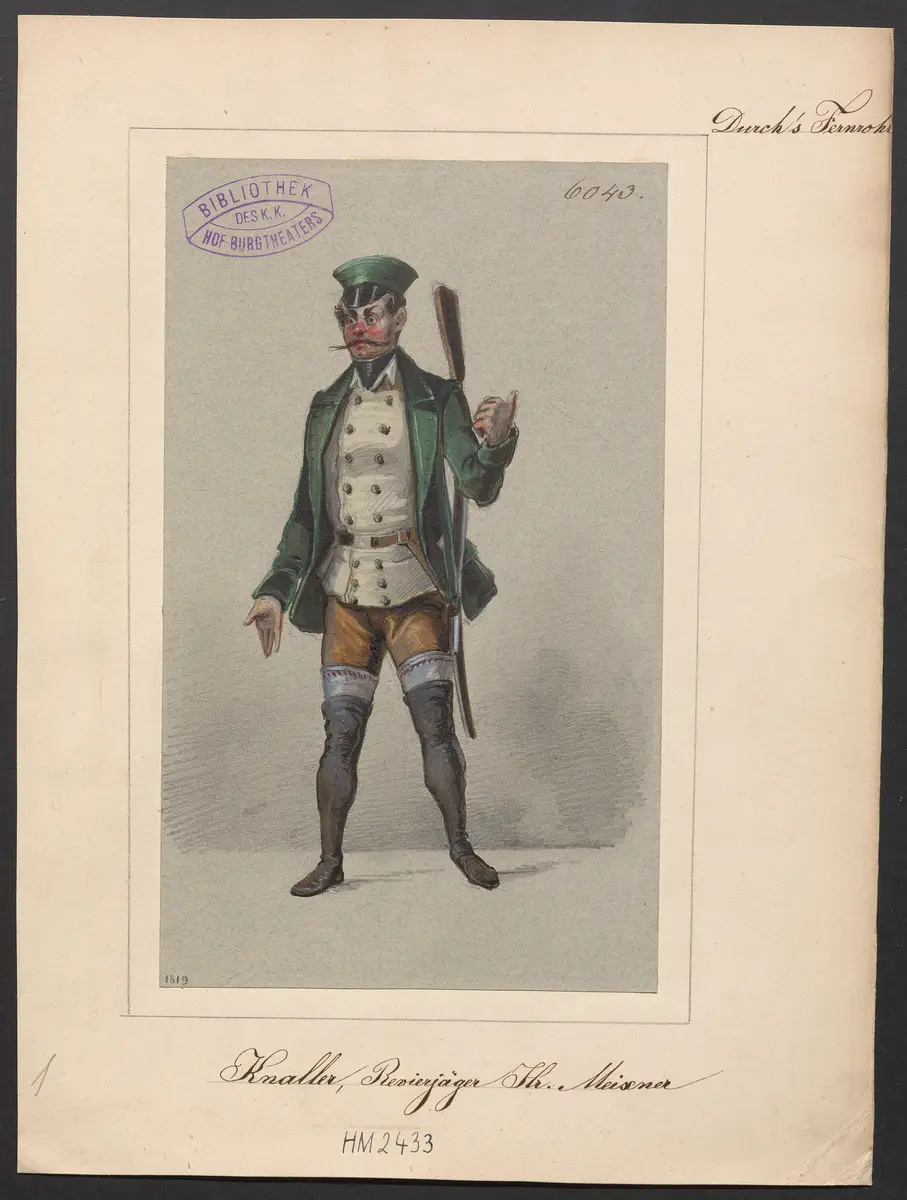 Durchs Fernrohr, Titel der Serie: Figurinen des k.k. Hof-Burgtheaters