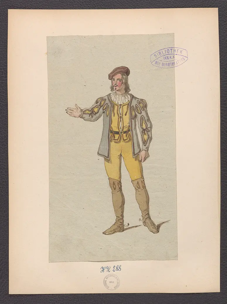 Das Turnier zu Kronstein, oder Die drei Wahrzeichen, Titel der Serie: Figurinen des k.k. Hof-Burgtheaters