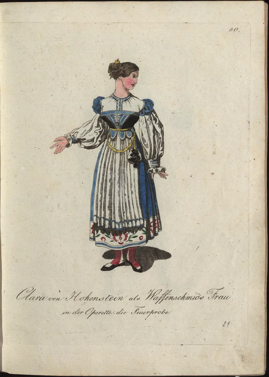 Die Feuerprobe, Titel der Serie: Auswahl schöner Costumes für Theater- und Ball-Anzüge