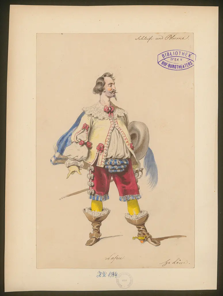 Schleife und Blume, Originaltitel: La banda y la flor, Titel der Serie: Figurinen des k.k. Hof-Burgtheaters