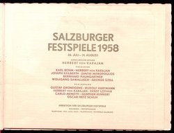 Salzburger Festspiele 1958, Verweis auf Stücktitel: Vanessa, Verweis auf Stücktitel: Fidelio, Verweis auf Stücktitel: Cosi fan tutte, Figaros Hochzeit, Verweis auf Stücktitel: Arabella, Verweis auf Stücktitel: Don Carlos, Verweis auf Stücktitel: Jedermann, Verweis auf Stücktitel: Juarez und Maximilian, Verweis auf Stücktitel: Ein Hauch von Poesie