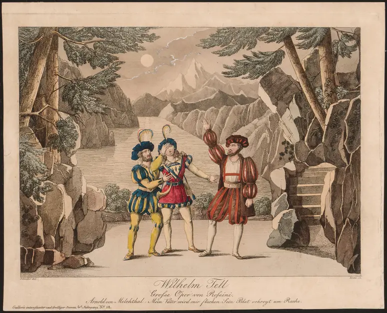 Wilhelm Tell, Titel der Serie: Gallerie interessanter und drolliger Scenen, Name der Zeitschrift: Wiener Theaterzeitung