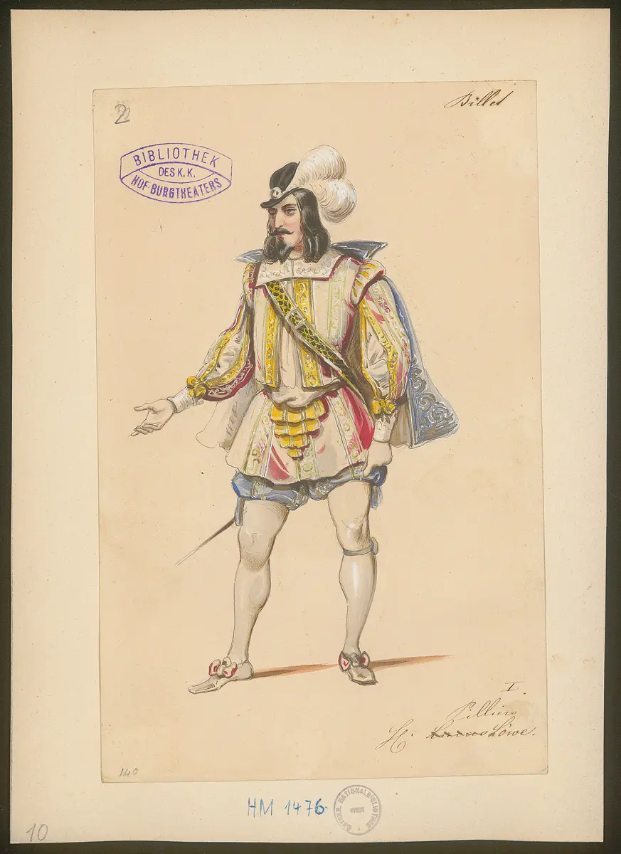 Ein Billett, Titel der Serie: Figurinen des k.k. Hof-Burgtheaters