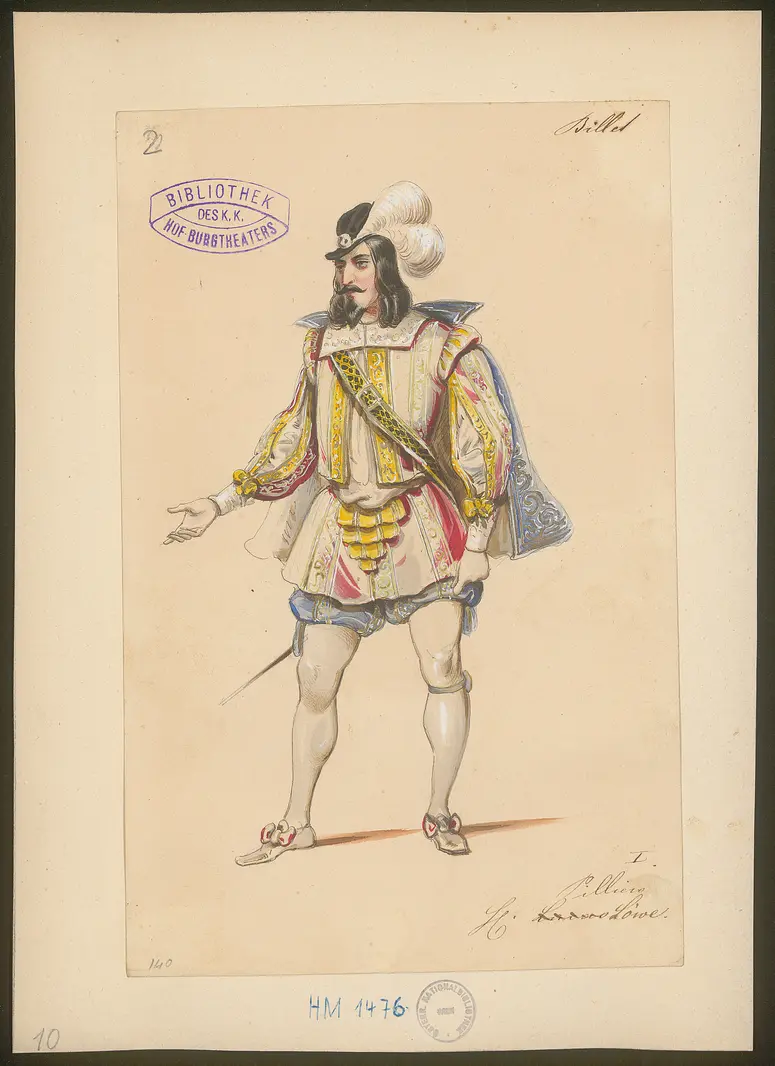 Ein Billett, Titel der Serie: Figurinen des k.k. Hof-Burgtheaters