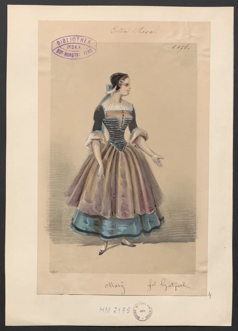 Ella Rose, oder Die Rechte des Herzens, Titel der Serie: Figurinen des k.k. Hof-Burgtheaters