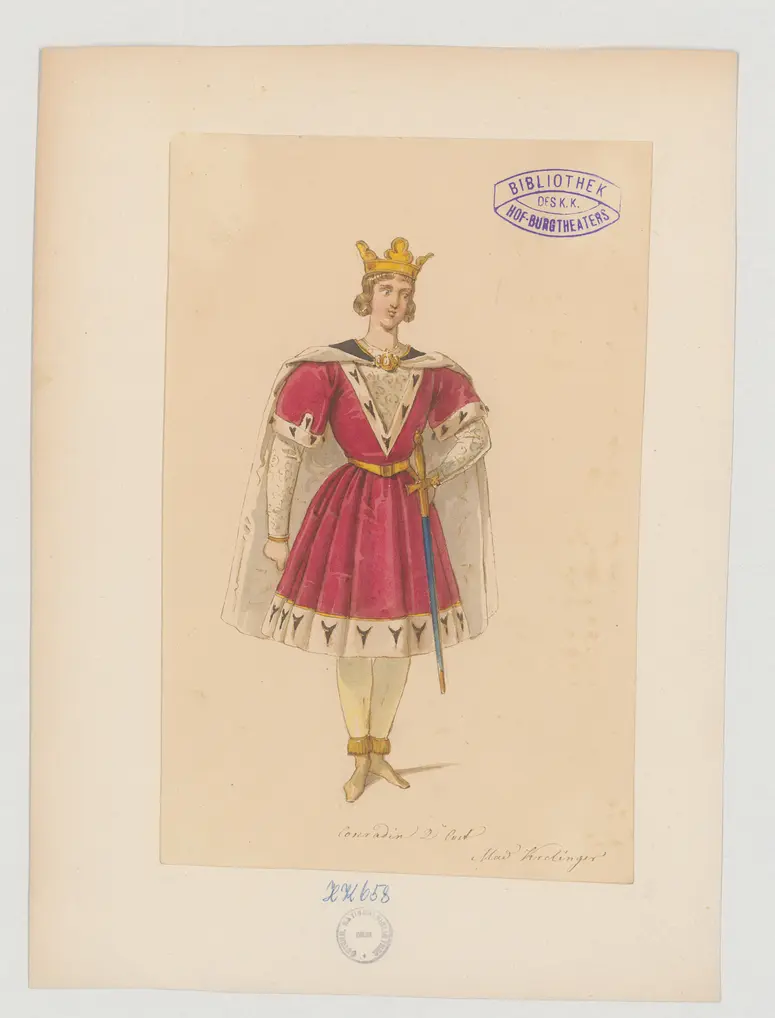 König Konradin, Titel der Serie: Figurinen des k.k. Hof-Burgtheaters