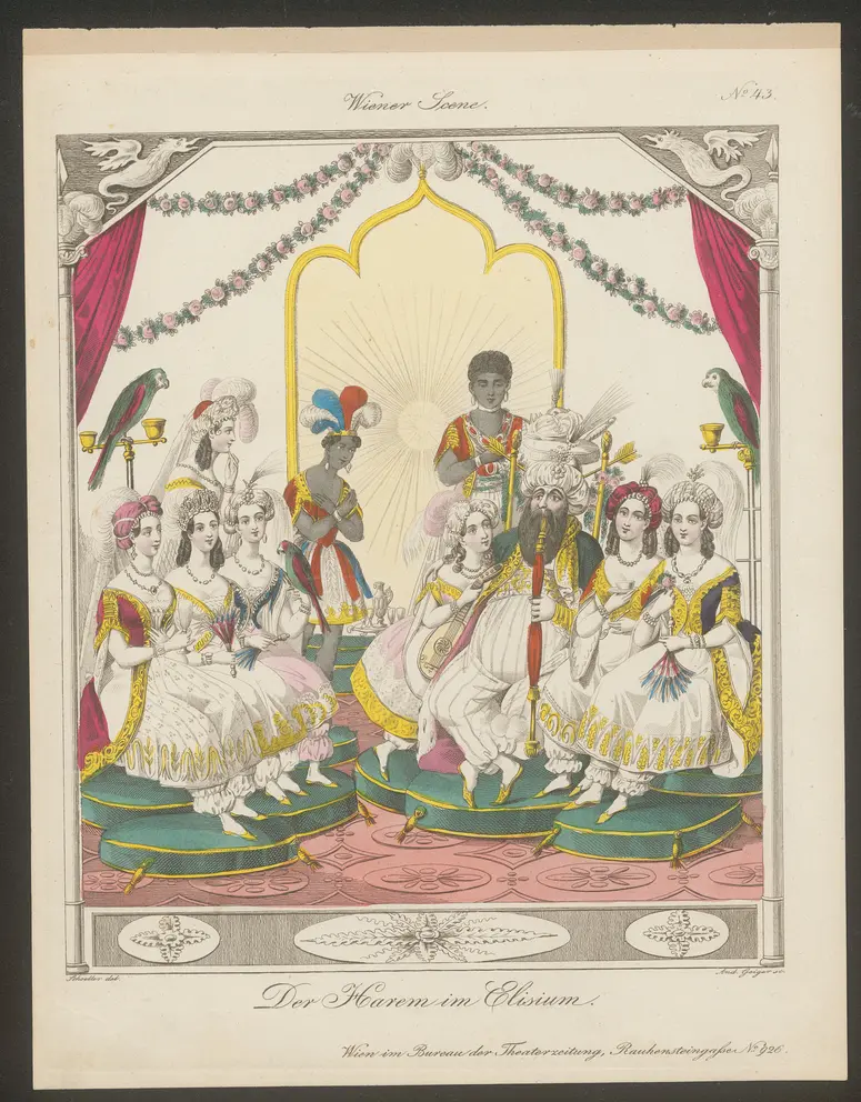 Der Harem im Elisium., Titel der Serie: Wiener Scene, Name der Zeitschrift: Wiener Theaterzeitung