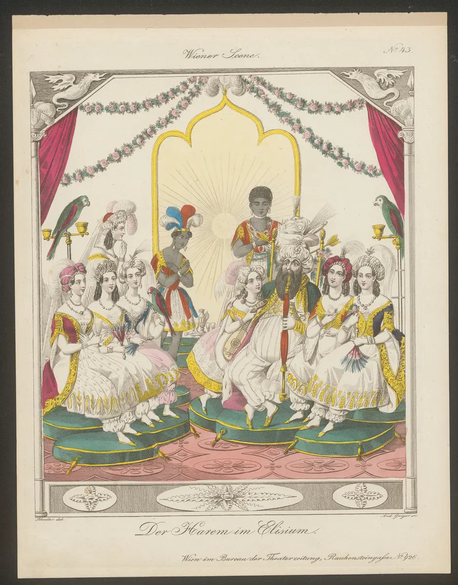 Der Harem im Elisium., Titel der Serie: Wiener Scene, Name der Zeitschrift: Wiener Theaterzeitung