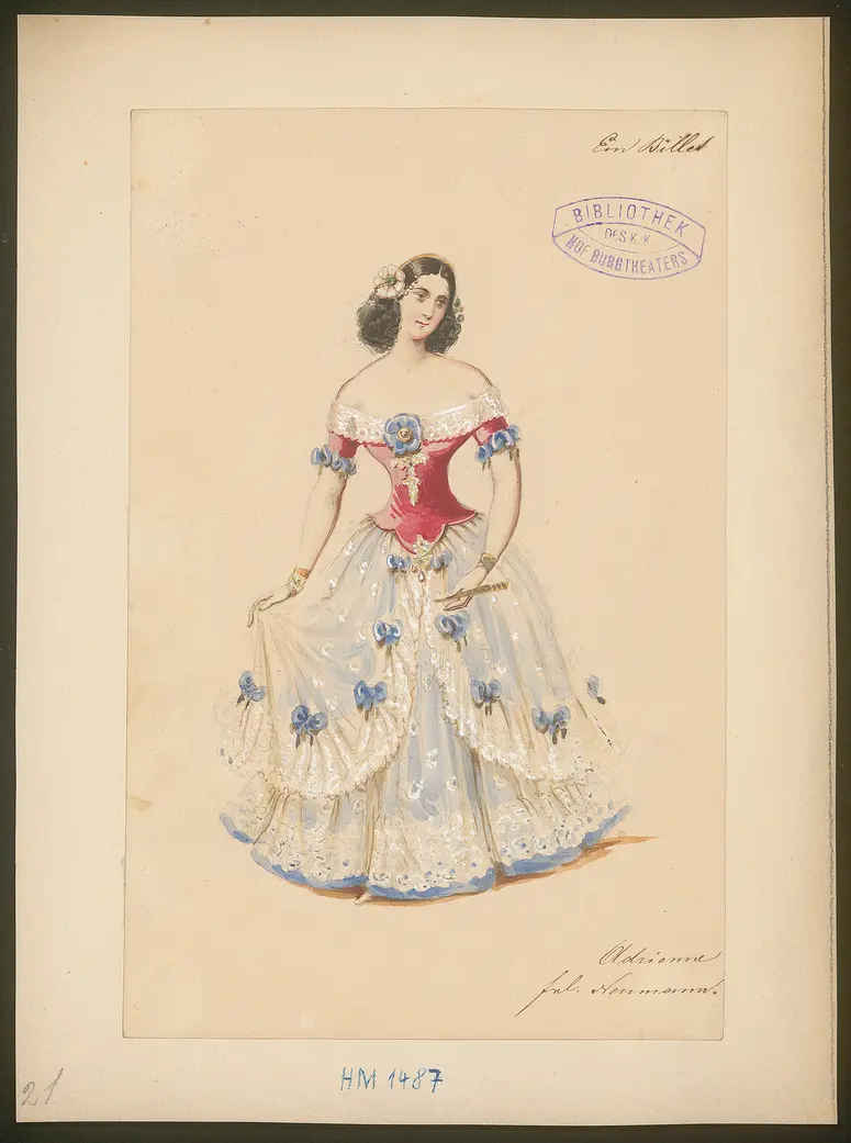 Ein Billett, Titel der Serie: Figurinen des k.k. Hof-Burgtheaters