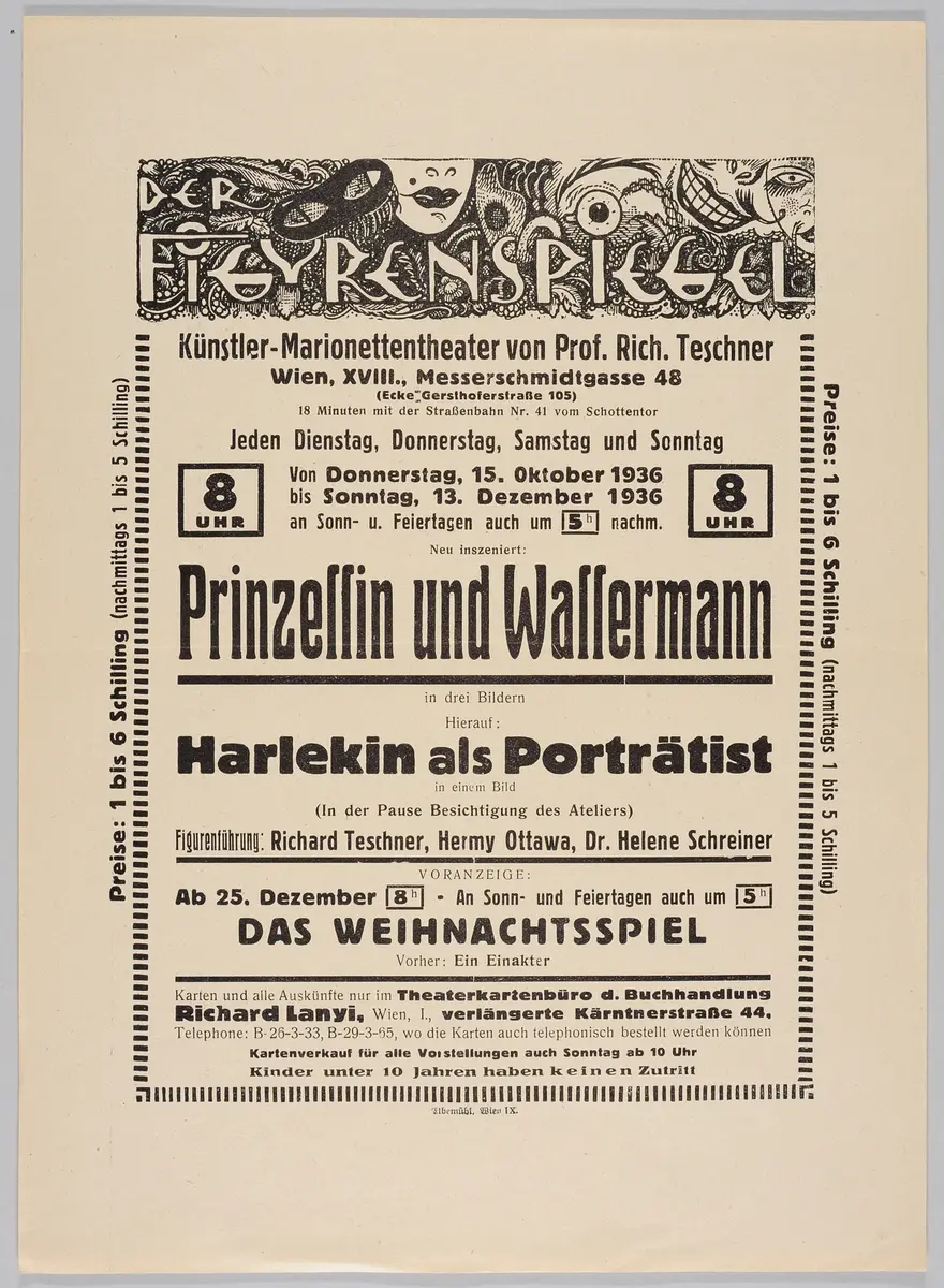 Der Figurenspiegel, Verweis auf Stücktitel: Prinzessin und Wassermann, Verweis auf Stücktitel: Harlekin als Porträtist