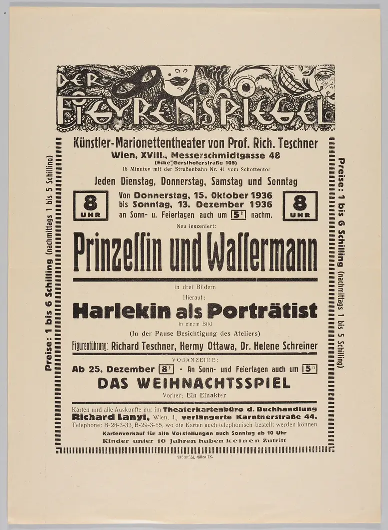 Der Figurenspiegel, Verweis auf Stücktitel: Prinzessin und Wassermann, Verweis auf Stücktitel: Harlekin als Porträtist
