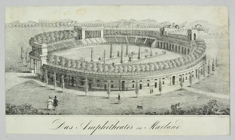 Mailand, Amphitheater, Titel in Vorlageform: Das Amphitheater in Mailand
