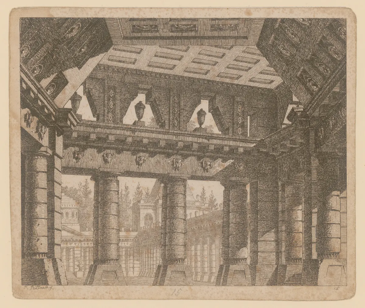 ohne Titel, Titel der Serie: Theaterdecorationen nach den Originalskitzen des k.k. Hoftheatermahlers Joseph Platzer radirt und verlegt von Norbert Bittner