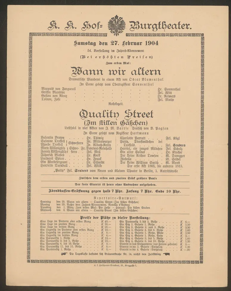Wann wir altern, Quality Street (Im stillen Gäßchen)