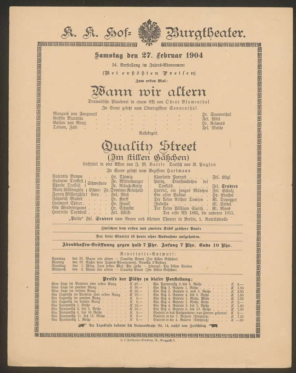 Wann wir altern, Quality Street (Im stillen Gäßchen)