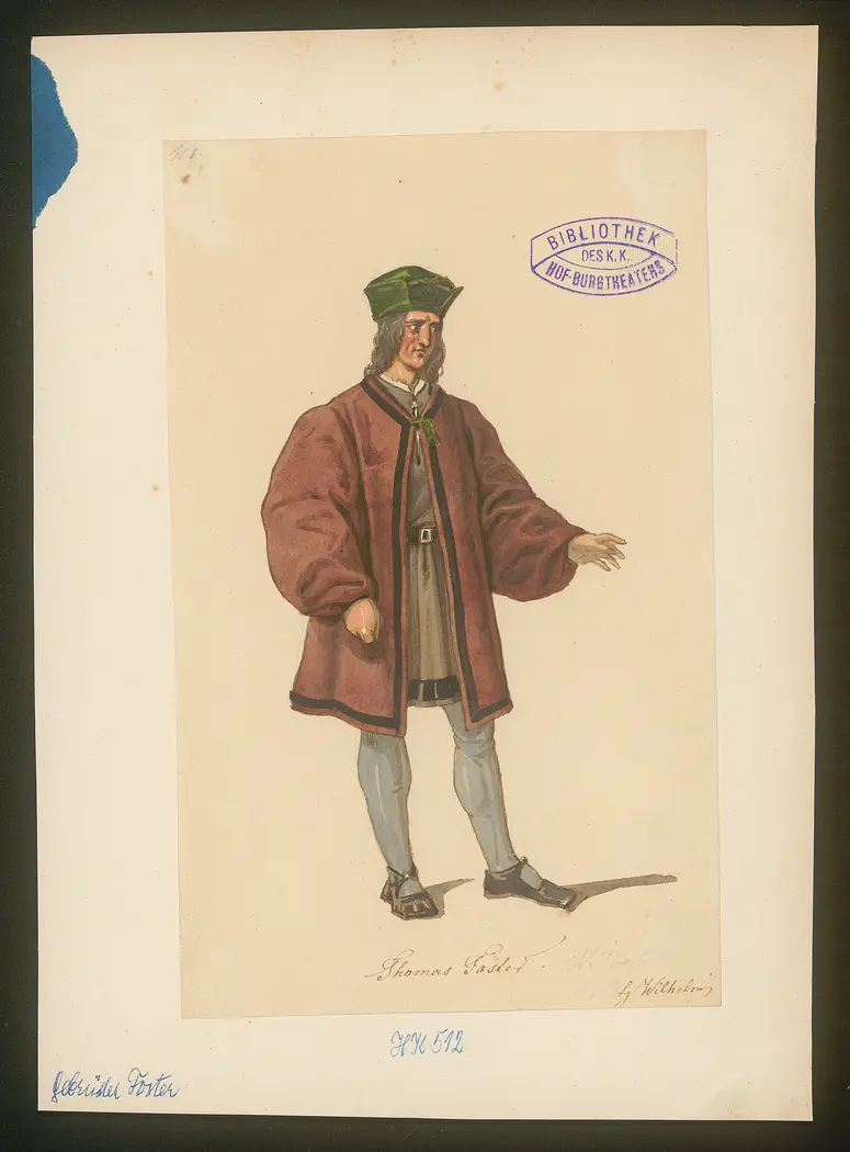 Gebrüder Foster, oder Das Glück mit seinen Launen, Titel der Serie: Figurinen des k.k. Hof-Burgtheaters