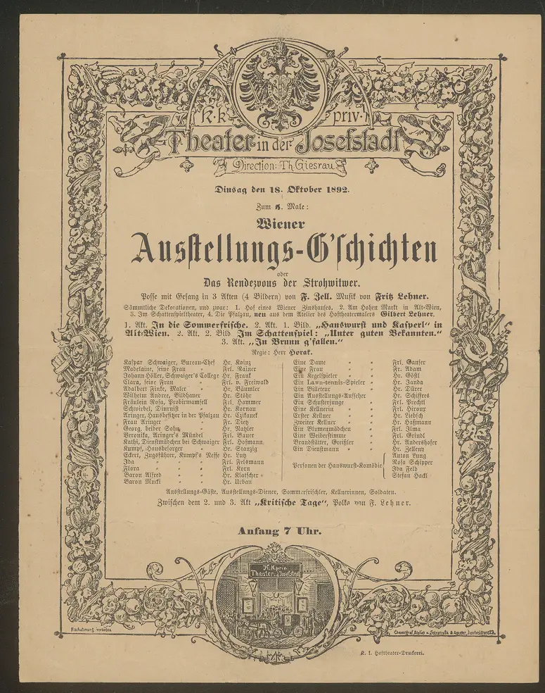 Wiener Ausstellungs-G'schichten oder Das Rendezvous der Strohwitwer
