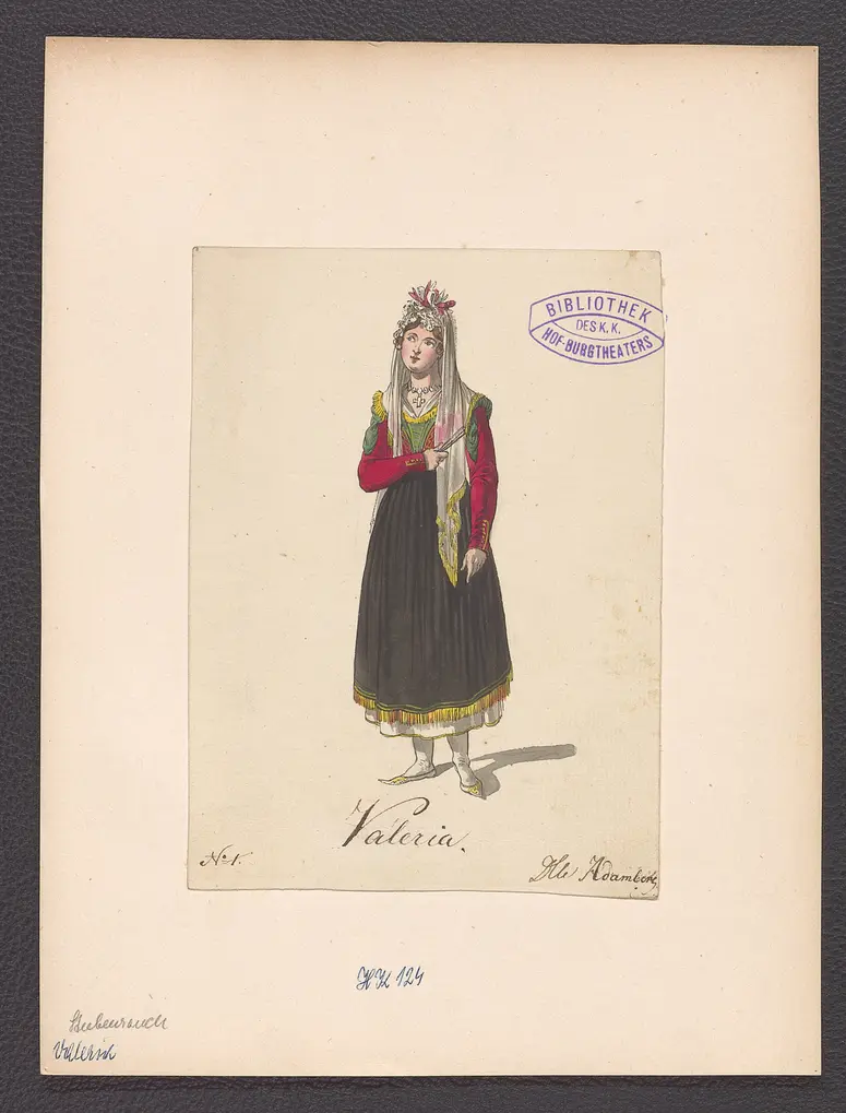 Valeria, oder Vaterlist, Suchtitel: Valeria, Originaltitel: Ponce de Leon, Titel der Serie: Figurinen des k.k. Hof-Burgtheaters