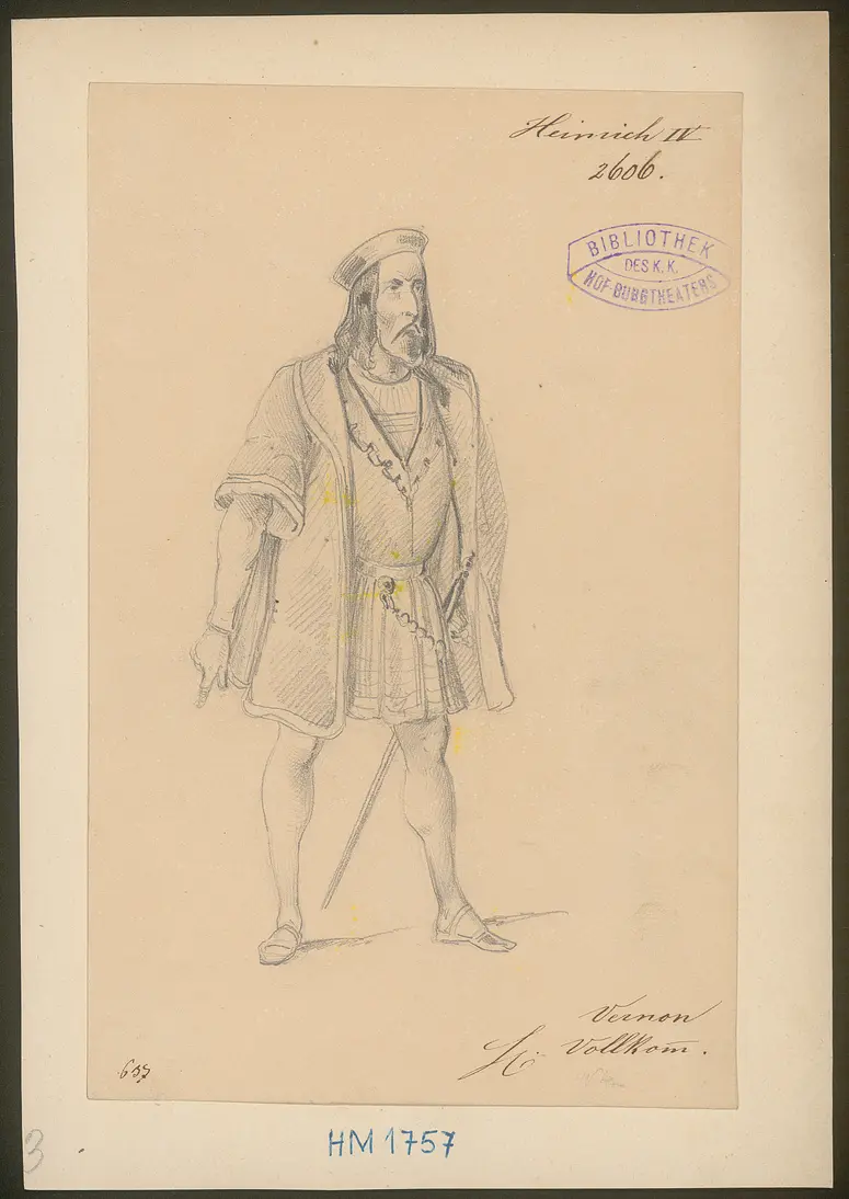 König Heinrich der Vierte, Suchtitel: Heinrich IV., Originaltitel: King Henry IV, Titel der Serie: Figurinen des k.k. Hof-Burgtheaters