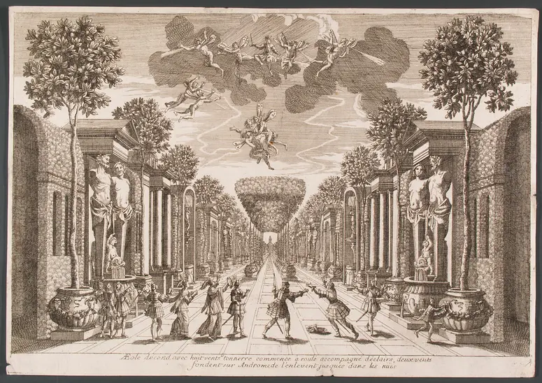 Andromede, Titel in Vorlageform: Andromède. Tragédie Representée avec les Machines sur le Theatre Royal de Bourbon, Alternativtitel: Andromeda