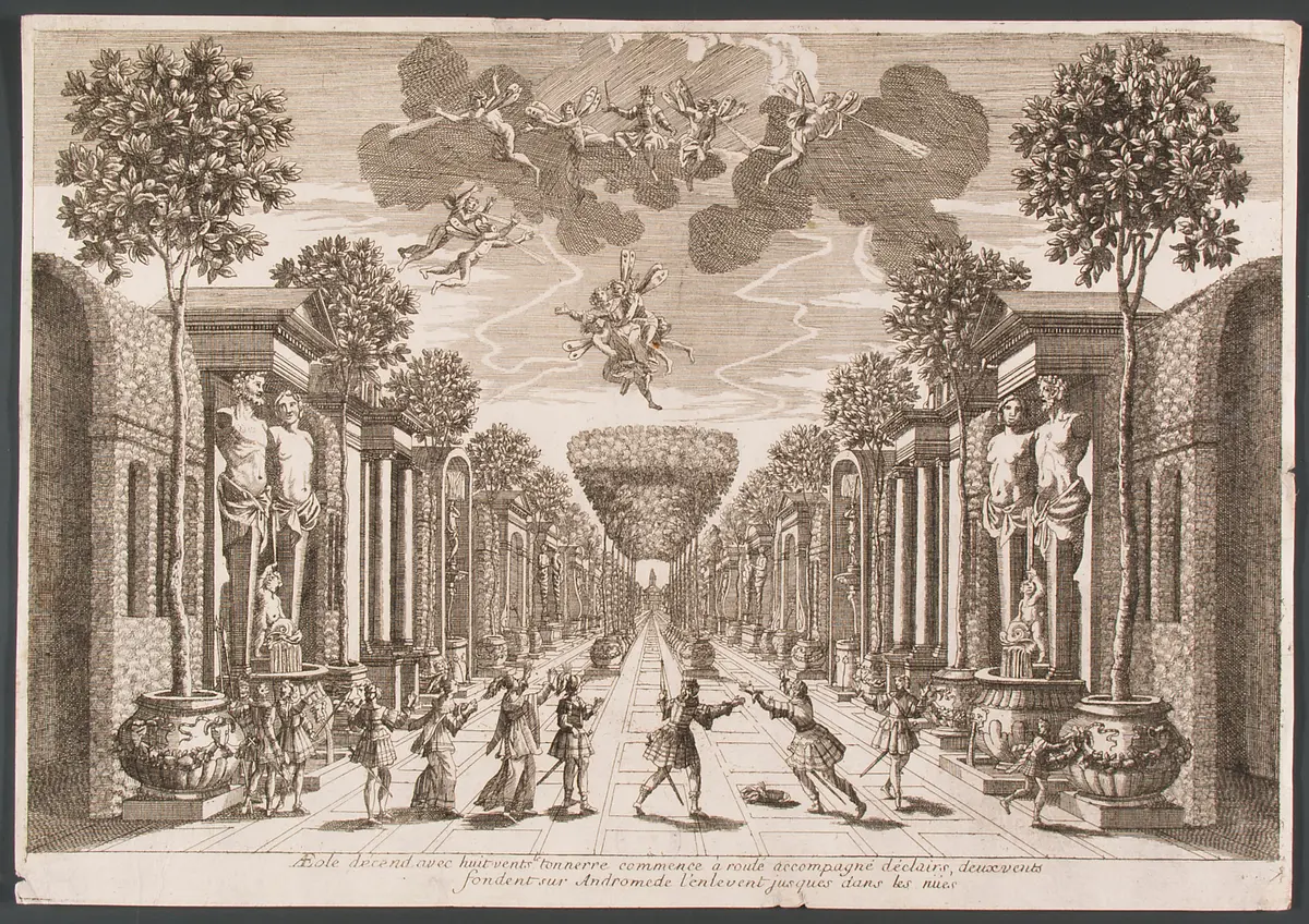 Andromede, Titel in Vorlageform: Andromède. Tragédie Representée avec les Machines sur le Theatre Royal de Bourbon, Alternativtitel: Andromeda