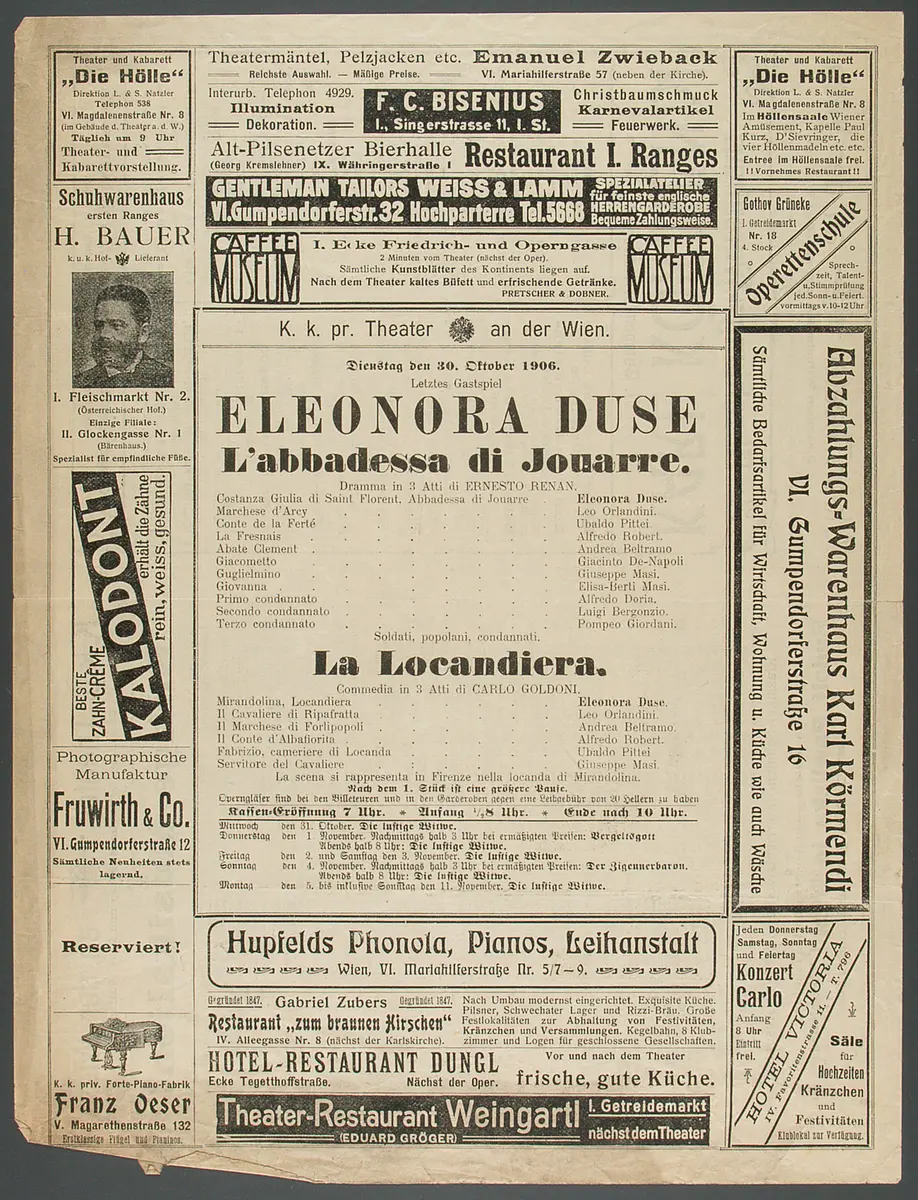 Die Äbtissin von Jouarre, Originaltitel: L'Abesse de Jouarre, Titel in Vorlageform: L'abbadessa di Jouarre, Die Wirtin, Titel in Vorlageform: La Locandiera