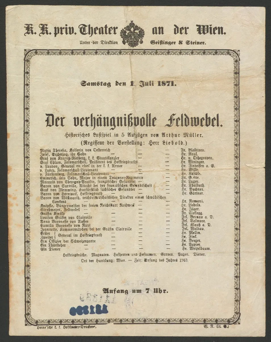 Der verhängnißvolle Feldwebel, Der verhängnisvolle Feldwebel