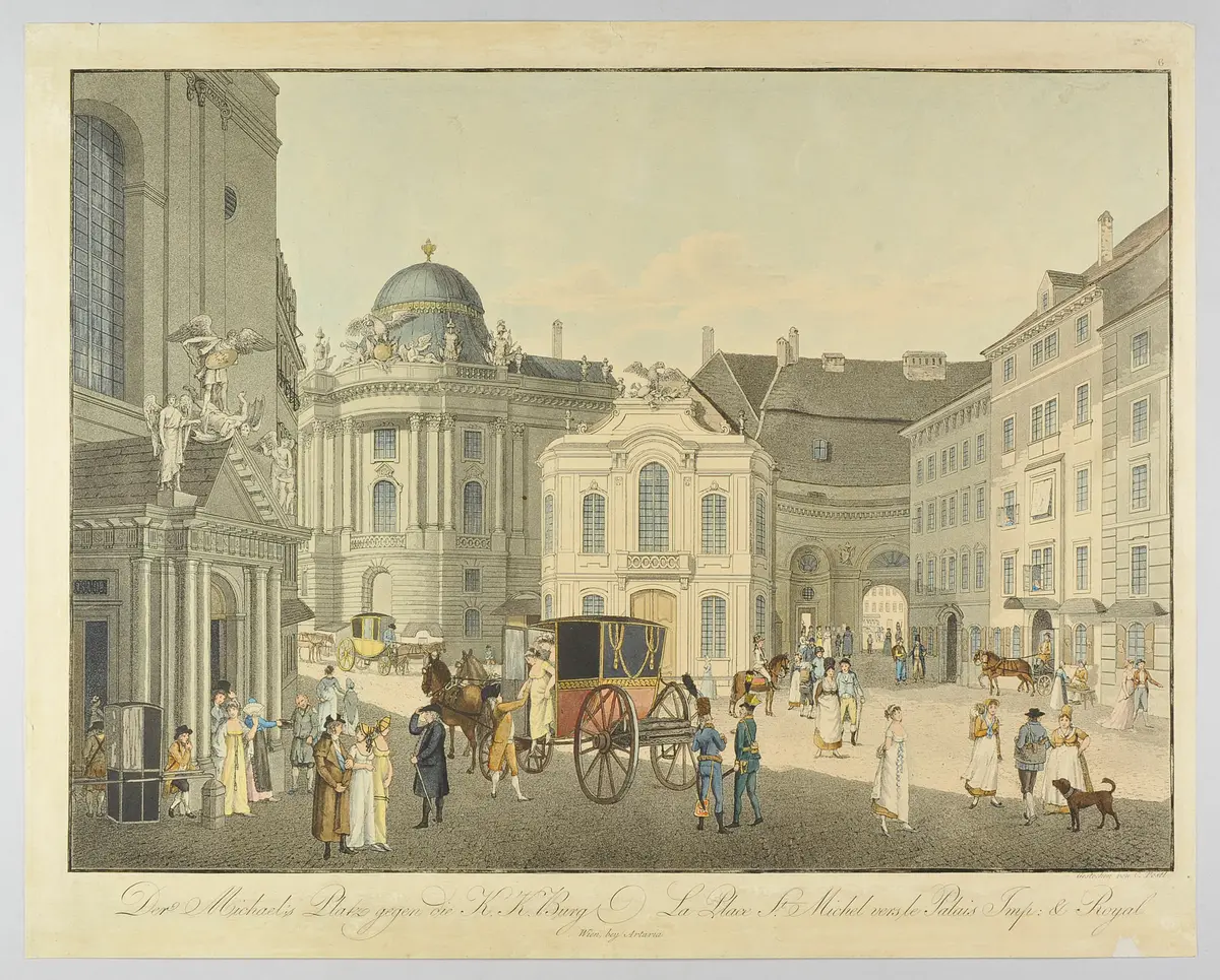 Wien, Altes Burgtheater, Titel in Vorlageform: Der Michael's Platz gegen die K.K. Burg