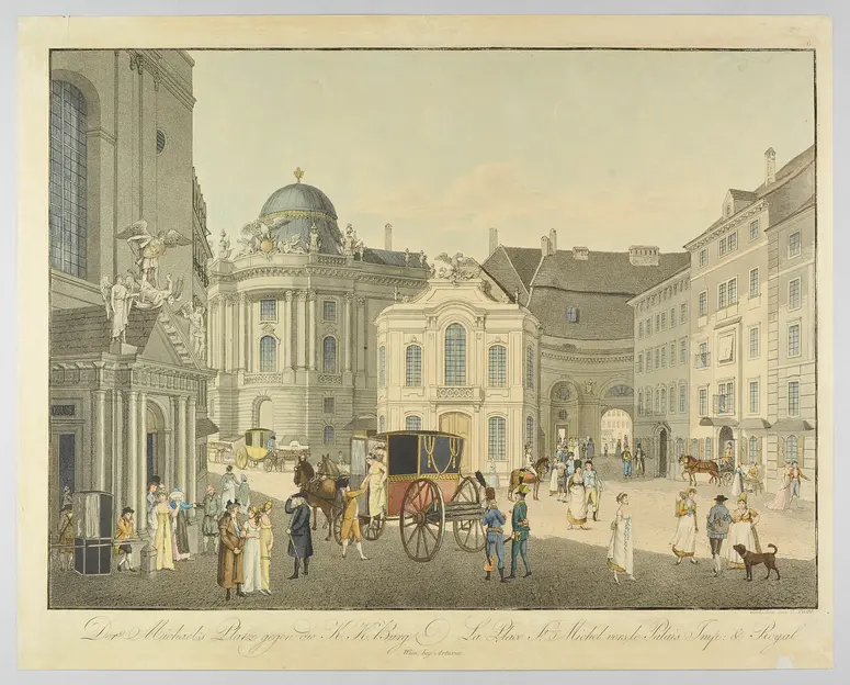 Wien, Altes Burgtheater, Titel in Vorlageform: Der Michael's Platz gegen die K.K. Burg