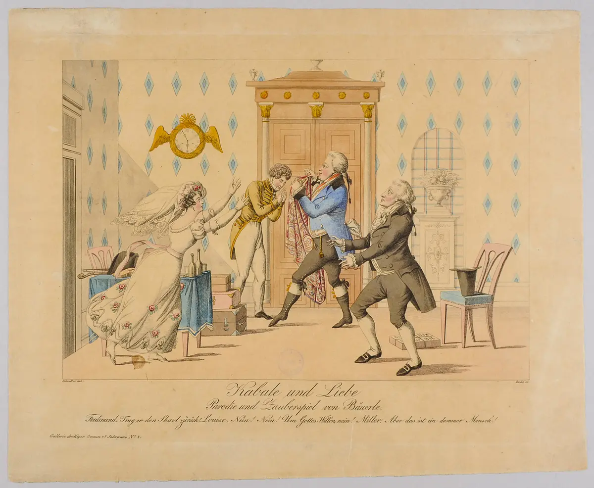 Kabale und Liebe, Titel der Serie: Gallerie drolliger Scenen, Name der Zeitschrift: Wiener Theaterzeitung