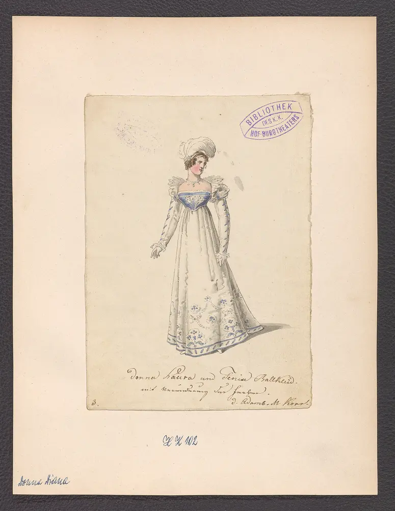 Donna Diana, oder Stolz und Liebe, Suchtitel: Donna Diana, Originaltitel: El desdén con el desdén, Titel der Serie: Figurinen des k.k. Hof-Burgtheaters