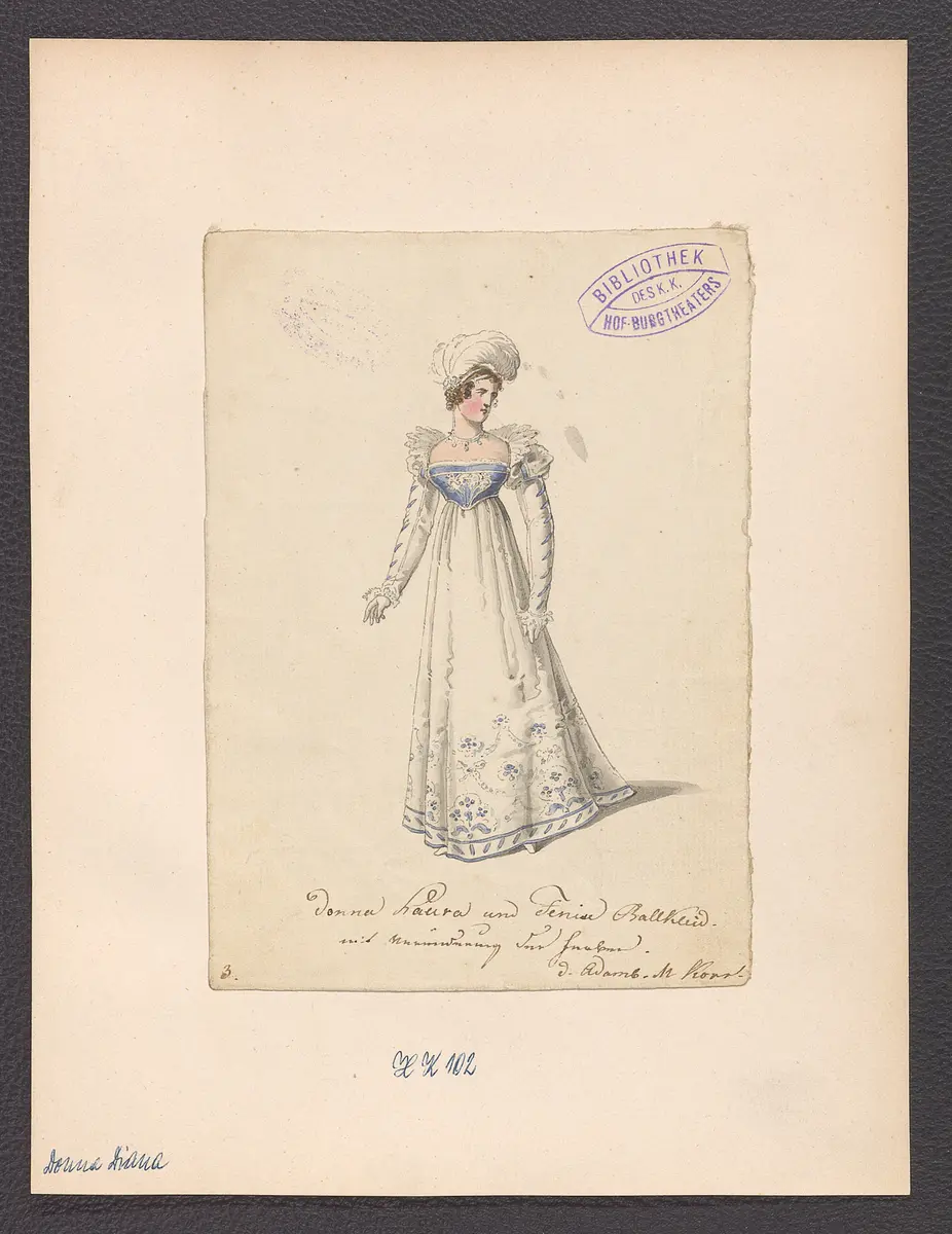 Donna Diana, oder Stolz und Liebe, Suchtitel: Donna Diana, Originaltitel: El desdén con el desdén, Titel der Serie: Figurinen des k.k. Hof-Burgtheaters