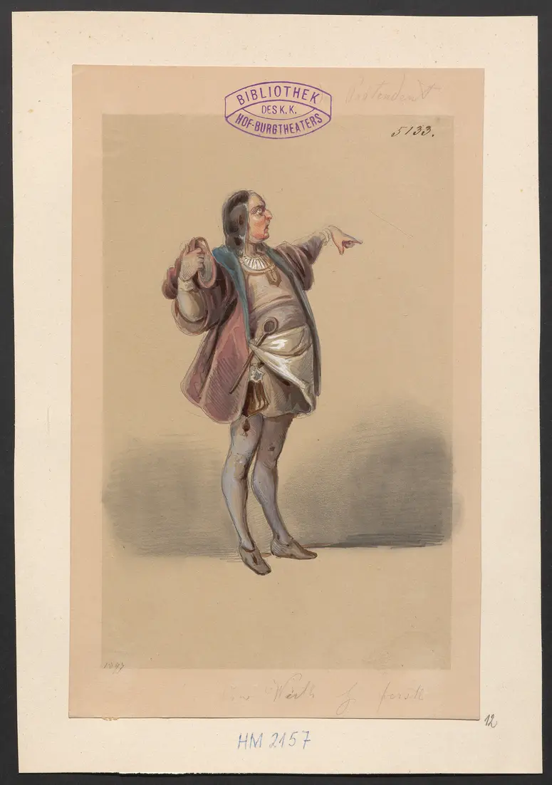 Der Prätendent von York, Titel der Serie: Figurinen des k.k. Hof-Burgtheaters