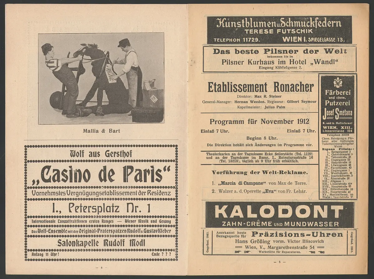 Eablissement Ronacher, Verweis auf Stücktitel: Pedicure par Amour (Die Liebes-Pedicure)