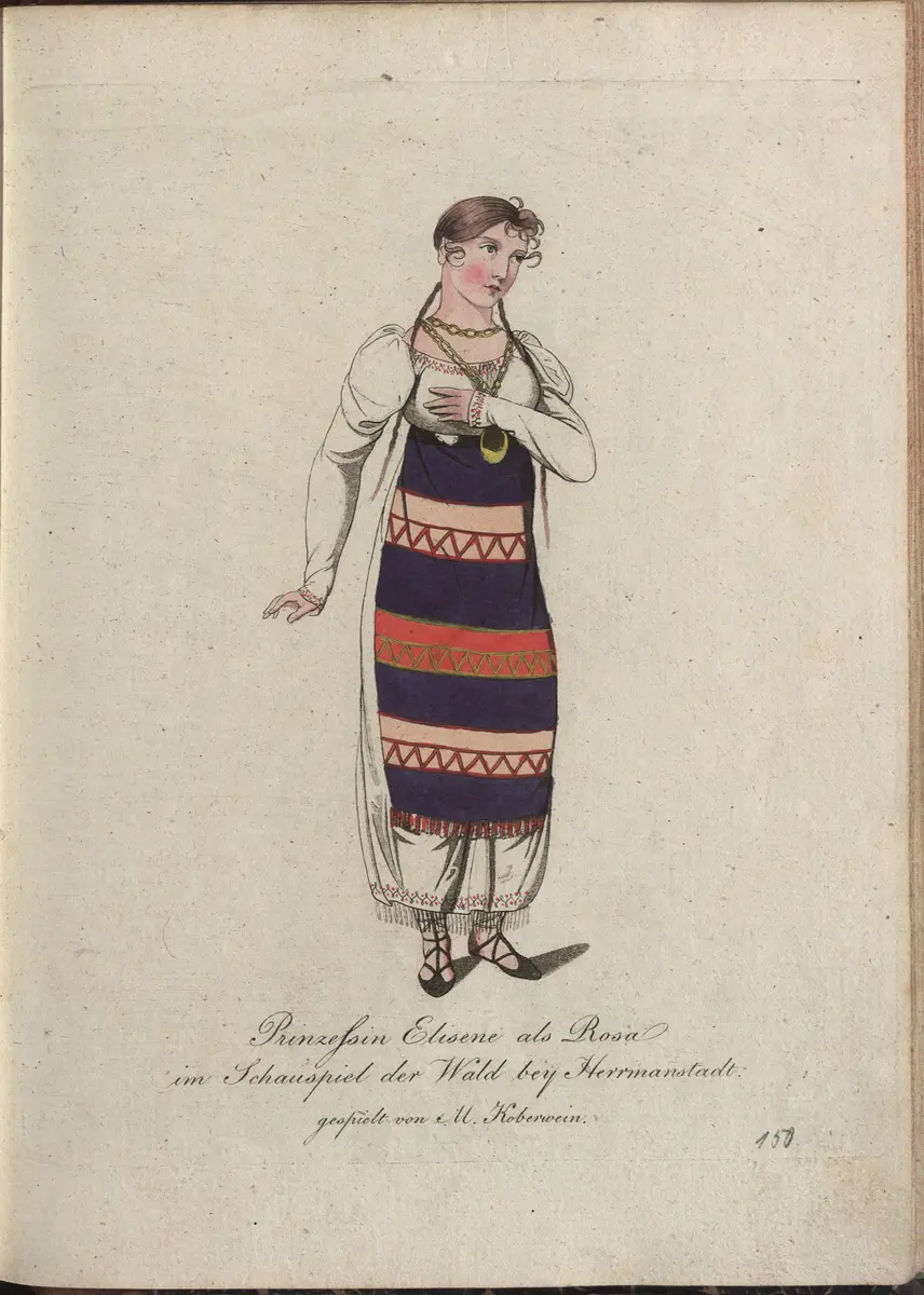 Der Wald bei Hermannstadt, Titel in Vorlageform: Der Wald bey Hermannstadt, Titel der Serie: Auswahl schöner Costumes für Theater- und Ball-Anzüge