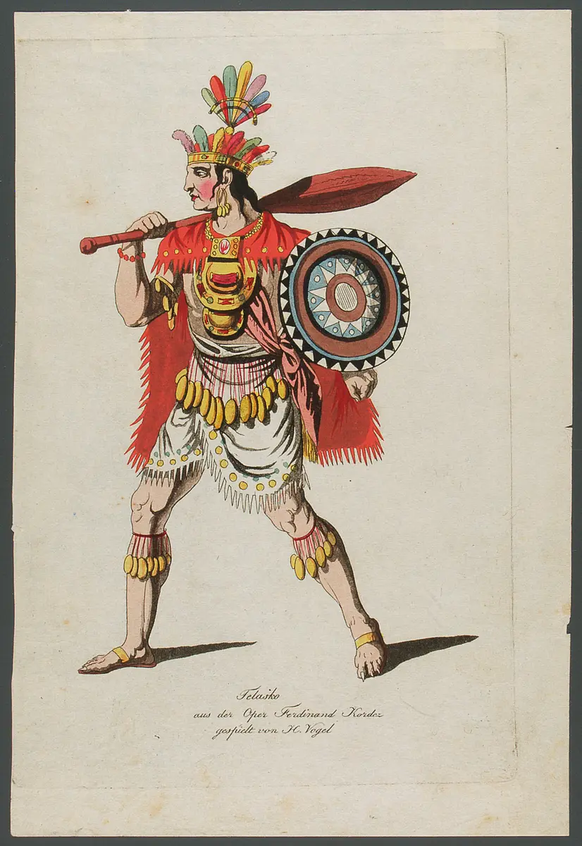 Johann Michael Vogl, Titel in Vorlageform: Telasko aus der Oper Ferdinand Kordez gespielt von H. Vogel, Verweis auf Stücktitel: Ferdinand Cortez