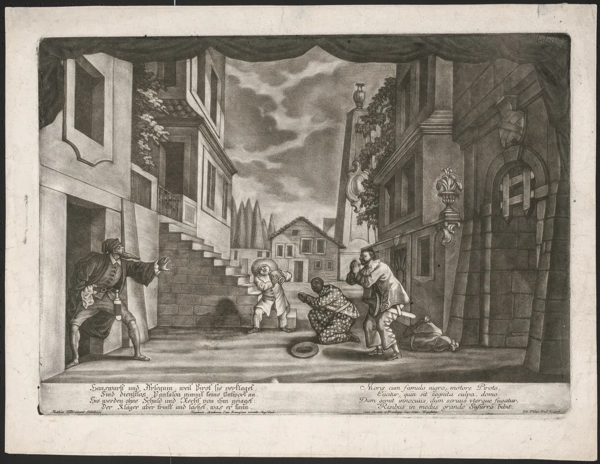 Der Schwätzer und der Leichtgläubige, Suchtitel: Commedia dell'arte