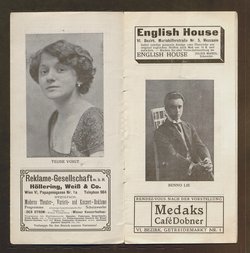 Kabarett Fledermaus, Titel in Vorlageform: Fledermaus 1911-12, Verweis auf Stücktitel: Die Klette, Verweis auf Stücktitel: Der diskrete Paravent