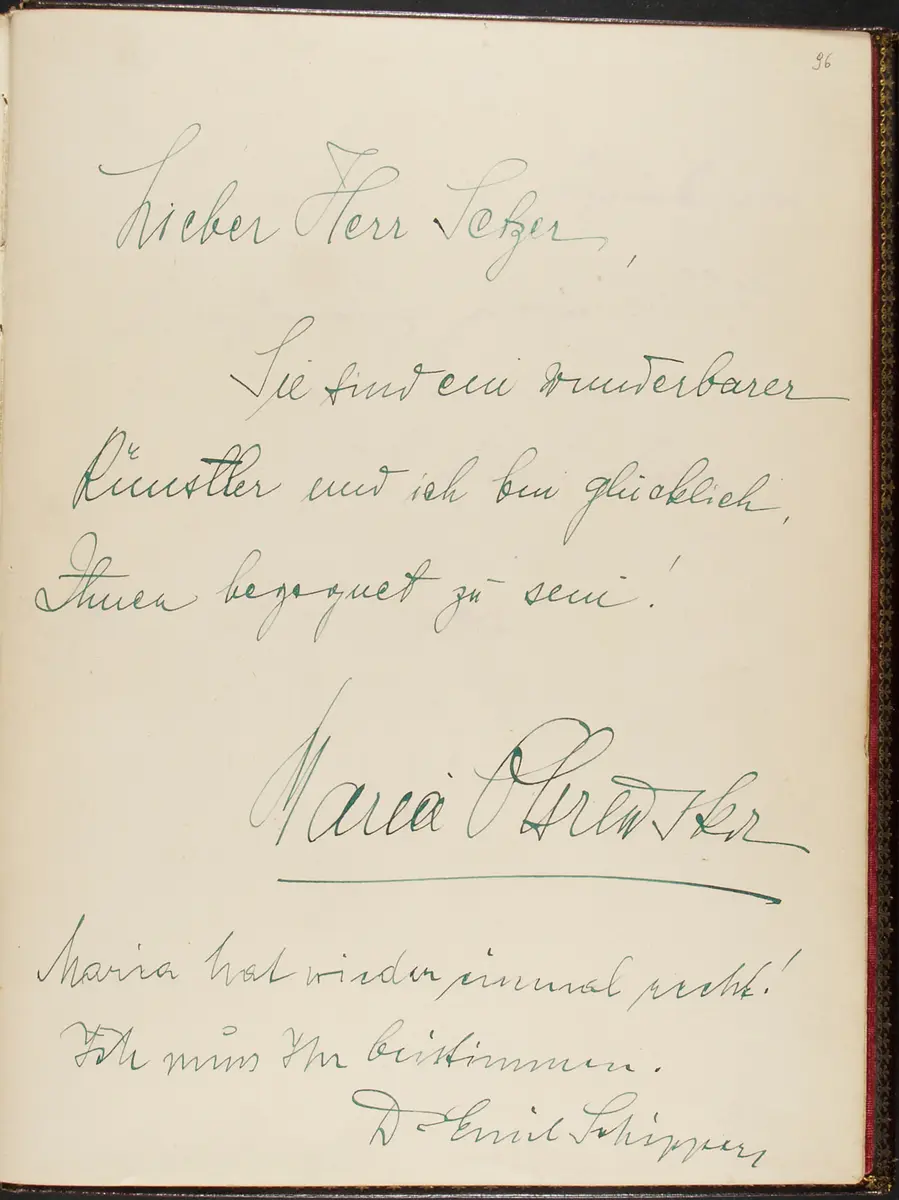 Gästebuch. Atelier Franz-Xaver Setzer, Wien