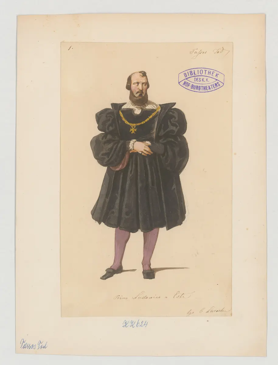 Tassos Tod, Titel der Serie: Figurinen des k.k. Hof-Burgtheaters