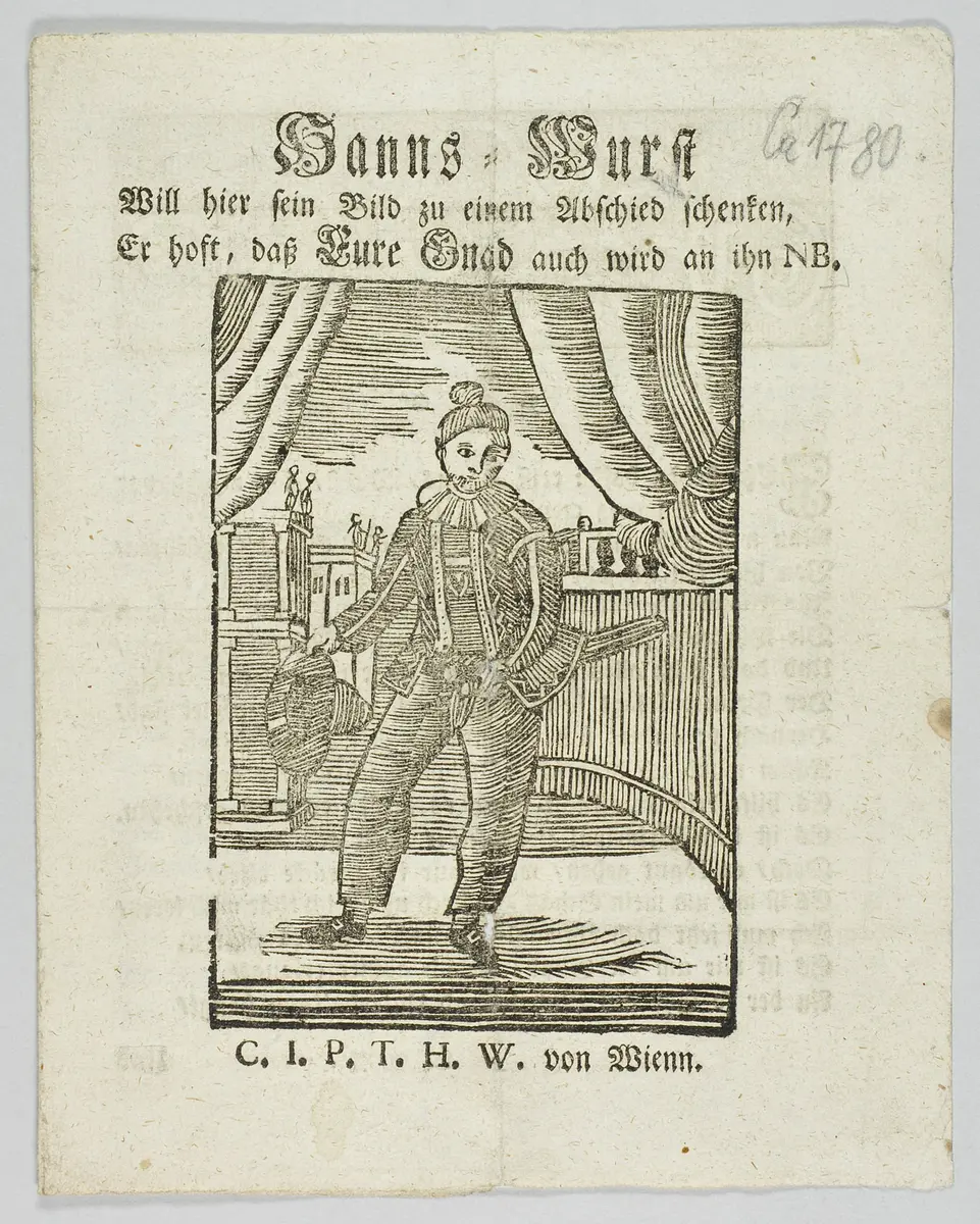 Hanns=Wurst / Will hier sein Bild zu einem Abschied schenken [...], Suchtitel: Hanswurst