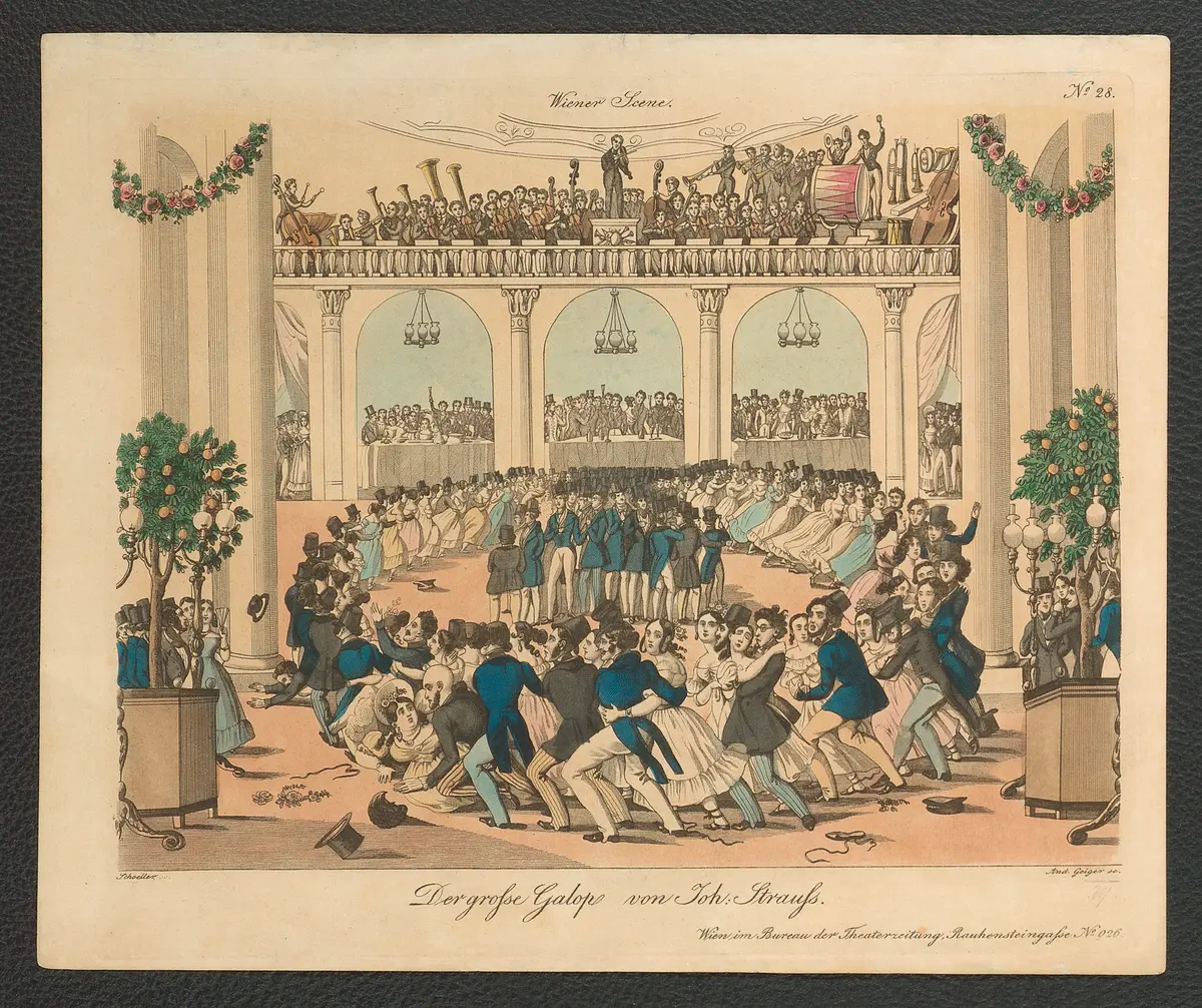 Der grosse Galop von Joh. Strauss, Titel der Serie: Wiener Scene, Name der Zeitschrift: Wiener Theaterzeitung