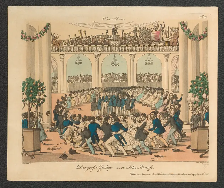 Der grosse Galop von Joh. Strauss, Titel der Serie: Wiener Scene, Name der Zeitschrift: Wiener Theaterzeitung