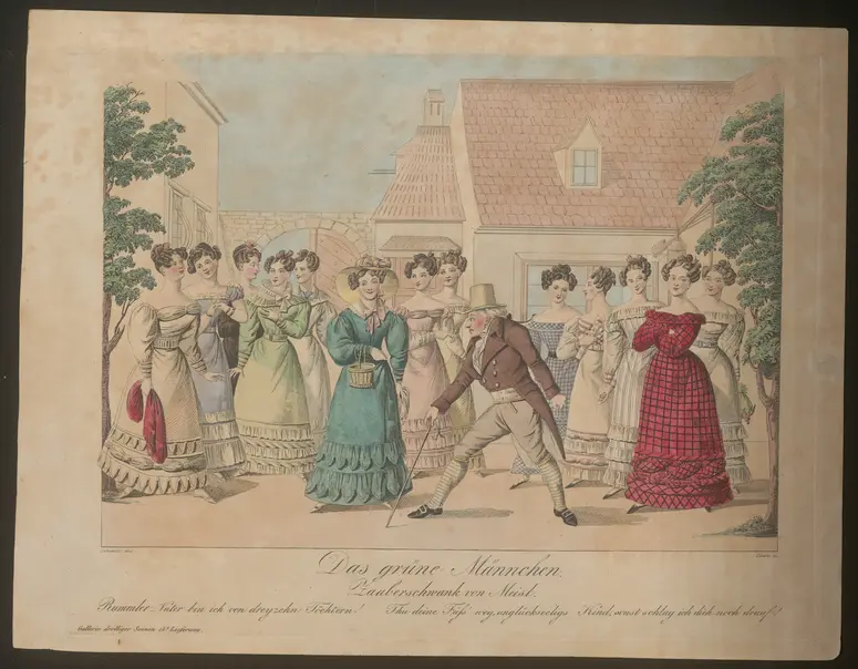 Das grüne Männchen, Titel der Serie: Gallerie drolliger Scenen, Name der Zeitschrift: Wiener Theaterzeitung